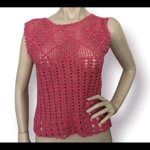 Vintage hand crocheted pink top